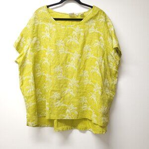 C&C California Womens Linen Scoop Neck Short Sleeve Top Print